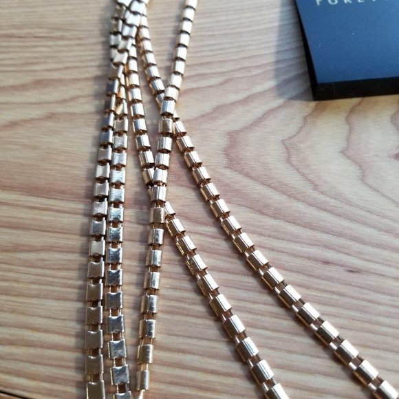 Gold Link Chain Long Layered Necklace - Picture 7 of 11